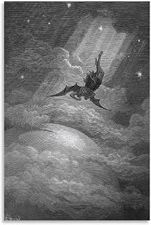 Gustave Dore Illustration For John Milton’s Paradise Lost The Fall of Lucifers Prints Wall Art Paintings Poster Picture Print Wall Art Painting Canvas Artworks Gift Idea Room Aesthetic 12x18inch(30x45