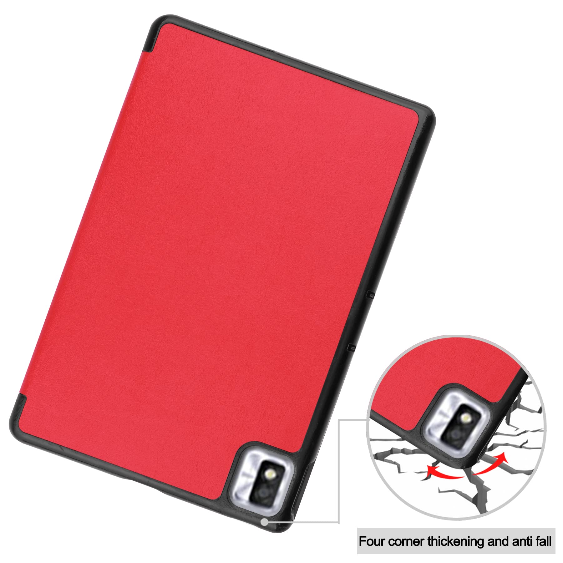 Custodia Per Tablet Per Supporto Per Tri-fold Per TCL Nxtpaper 10s Pu Leather Cover With Auto Sleep Wake Black Sku660203785a