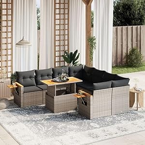 Gartenlounge Ecklounge verstellbare Tischplatte Lounge Möbel Outdoor Sitzgarnitur Loungemöbel Terrasse Rattan Sofa Garten Gartensofa Terrassenmöbel Gartenmöbel Gartenmöbel Set Ecksofa