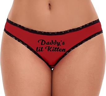 Knaughty Knickers Daddys Little Kitten - DDLG Play - CGLG Red and Black Bikini Panties Adult Flirty Fun