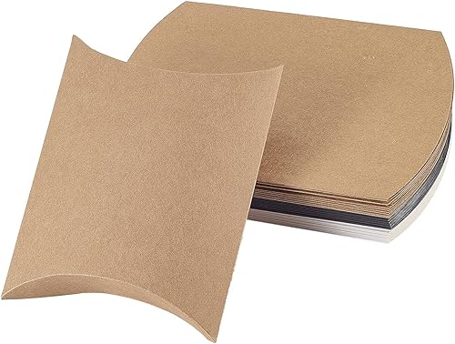 Vista 68 de Airssory 100 unidades de almohada de papel kraft vintage de 3 x 2 pulgadas, caja de embalaje de dulces, caja de embalaje de dulces, cajas de regalo
