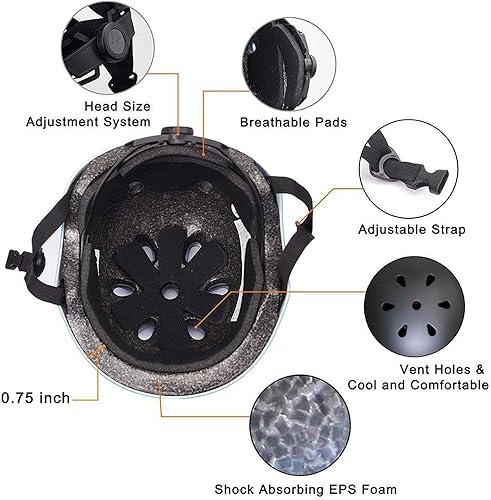 Miniatura 5 de BURSUN - Casco de bicicleta para niños con ventilación y ajustable, casco para niños pequeños de 2 a 14 años, casco multideportivo para niños y