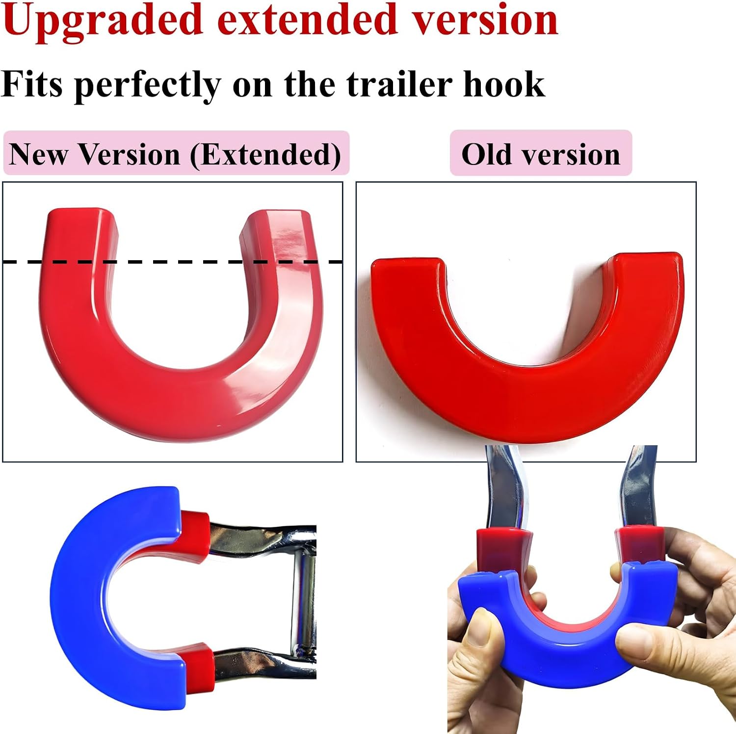 (Extended Version) Tow Hook Covers for Silverado 1500 2007-2026 and GMC Sierra 1500 2007-2019, Front Hitch Cover Compatible with Silverado 1500 Accessories, Not fit Verticle Tow Hooks (Red)