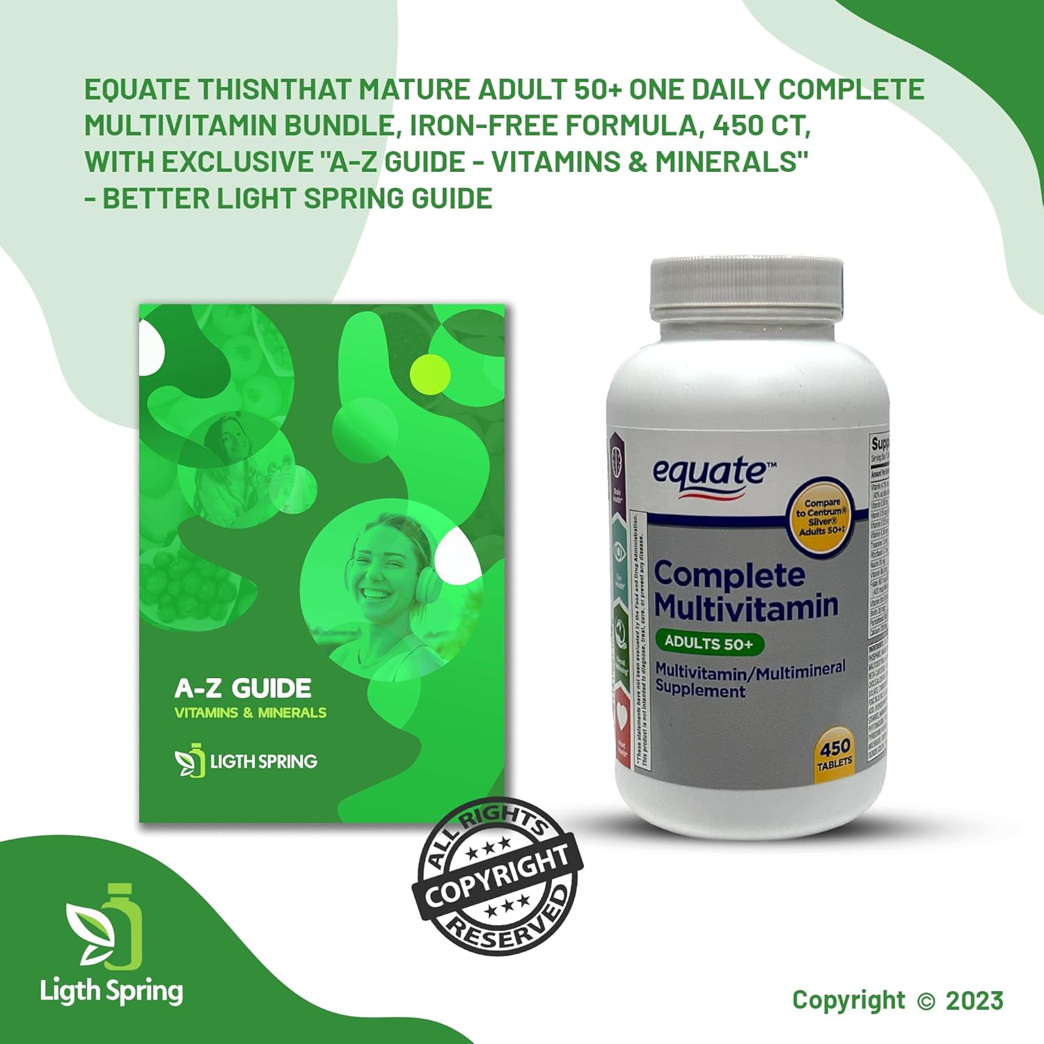 Equate Adults 50+ Complete Multivitamin/Multimineral Supplement Tablets, 450 Ct Bundle with Exclusive Vitamins & Minerals