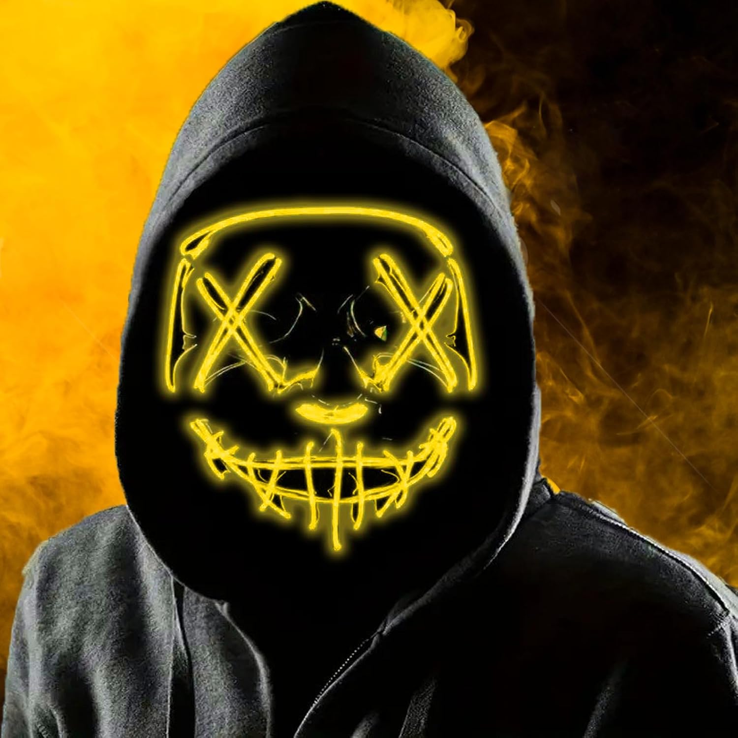 Máscara LED de Halloween ajustable con luces para fiestas y disfraces miniatura 1