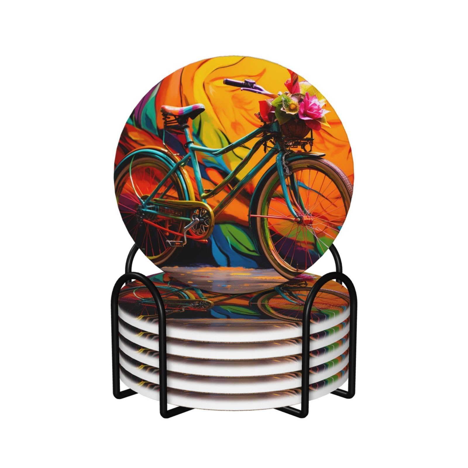 Dessous de verre céramique ronde idée cadeau idéale pour amateur de vélo