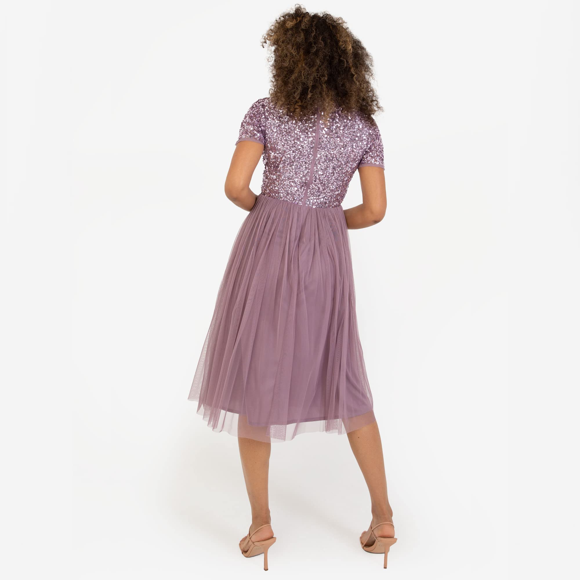 Maya Deluxe Damen Midi-Kleid mit V-Ausschnitt – Bild 6