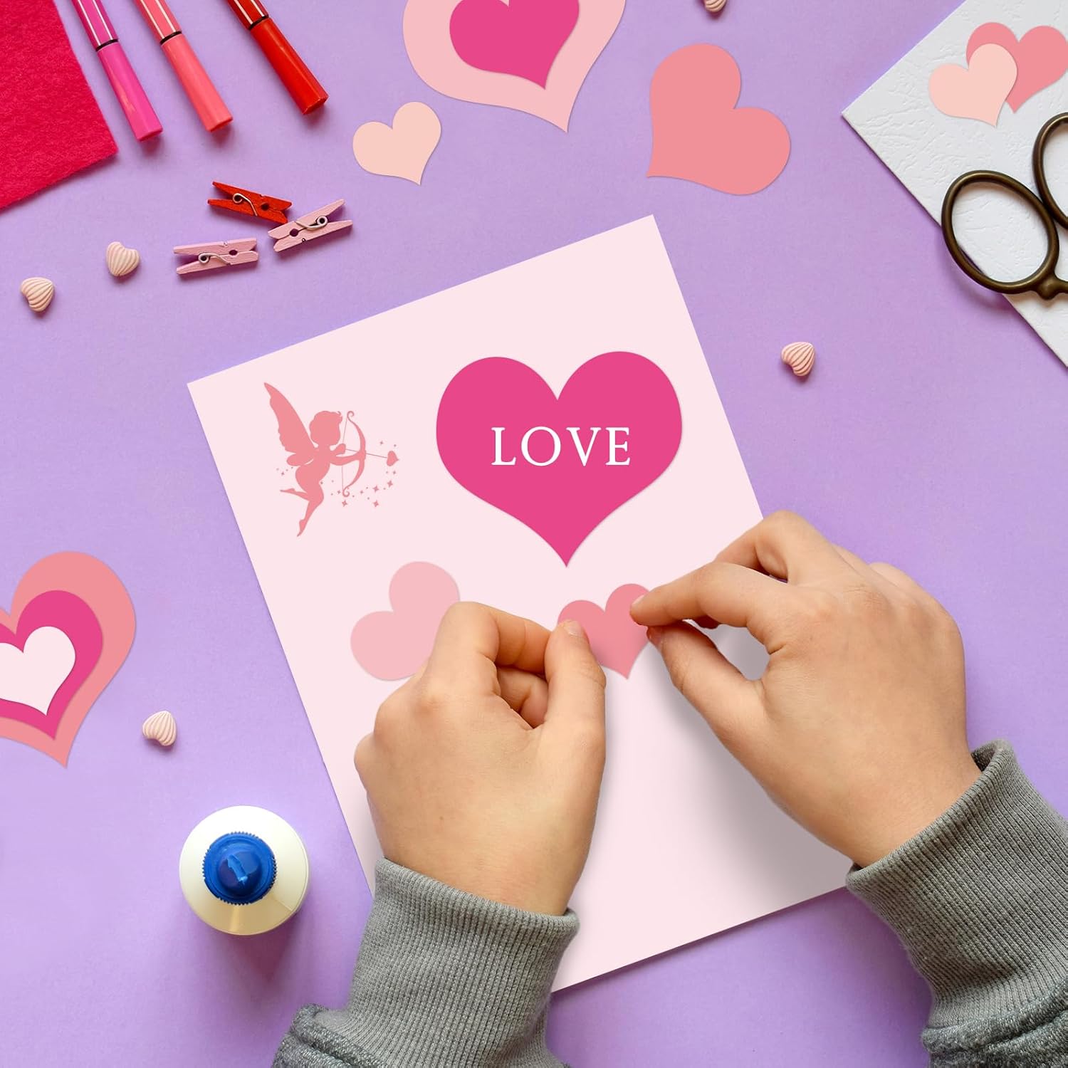 Whaline 50 Sheets 8.5 x 11 Inch Assorted Valentine Card Stock Paper 5 Pink Colors Solid Core Scrapbook Paper for Wedding Print DIY Crafts Making Supplies, 65lb