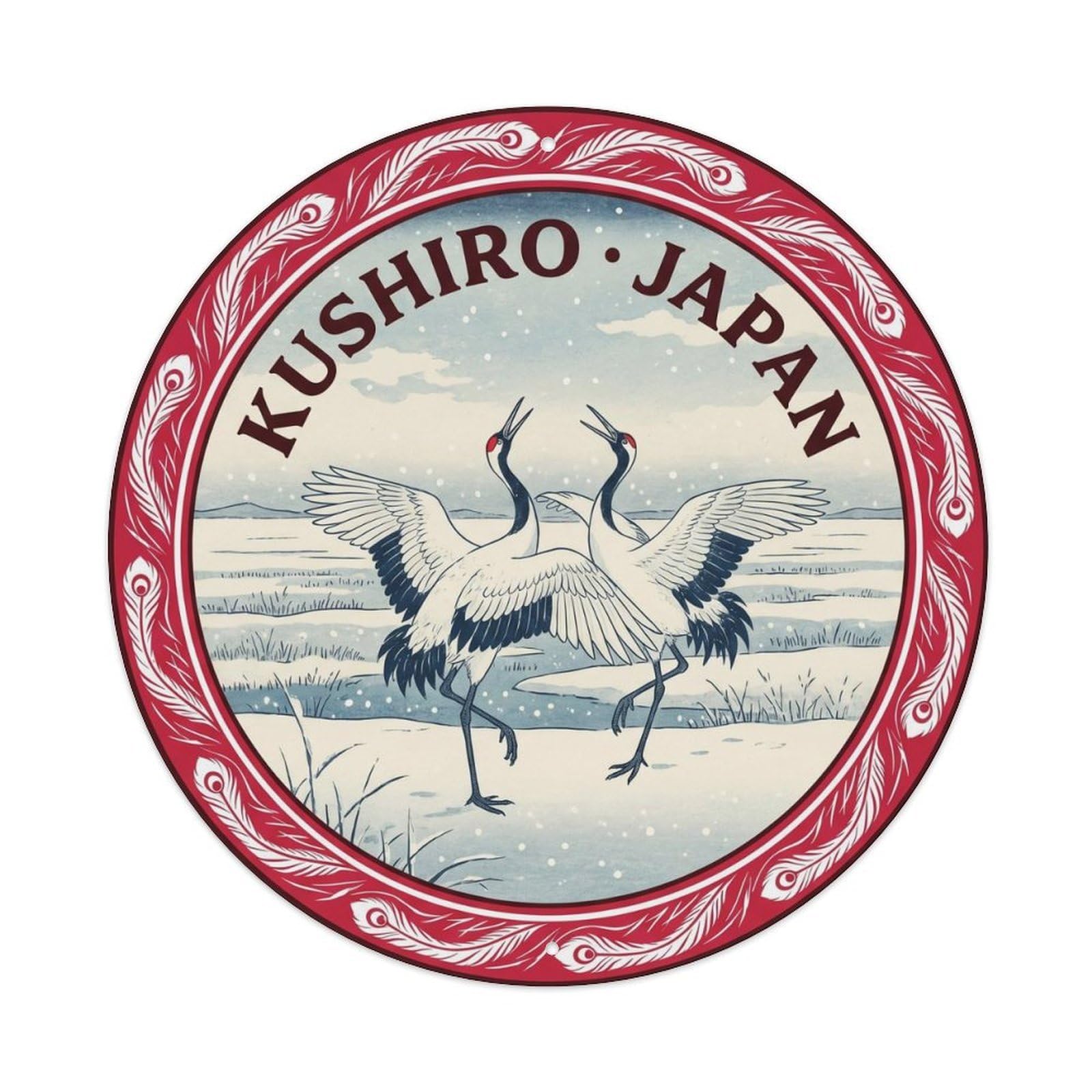 Kushiro Wetland Red Crowned Crane Dance Island Wildlife Metal Tin Sign