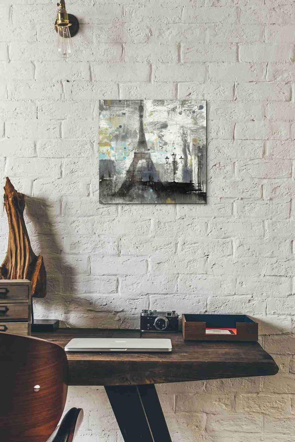 Epic Graffiti 'Eiffel Tower Neutral' by Albena Hristova, Canvas Wall Art, 12"x12"