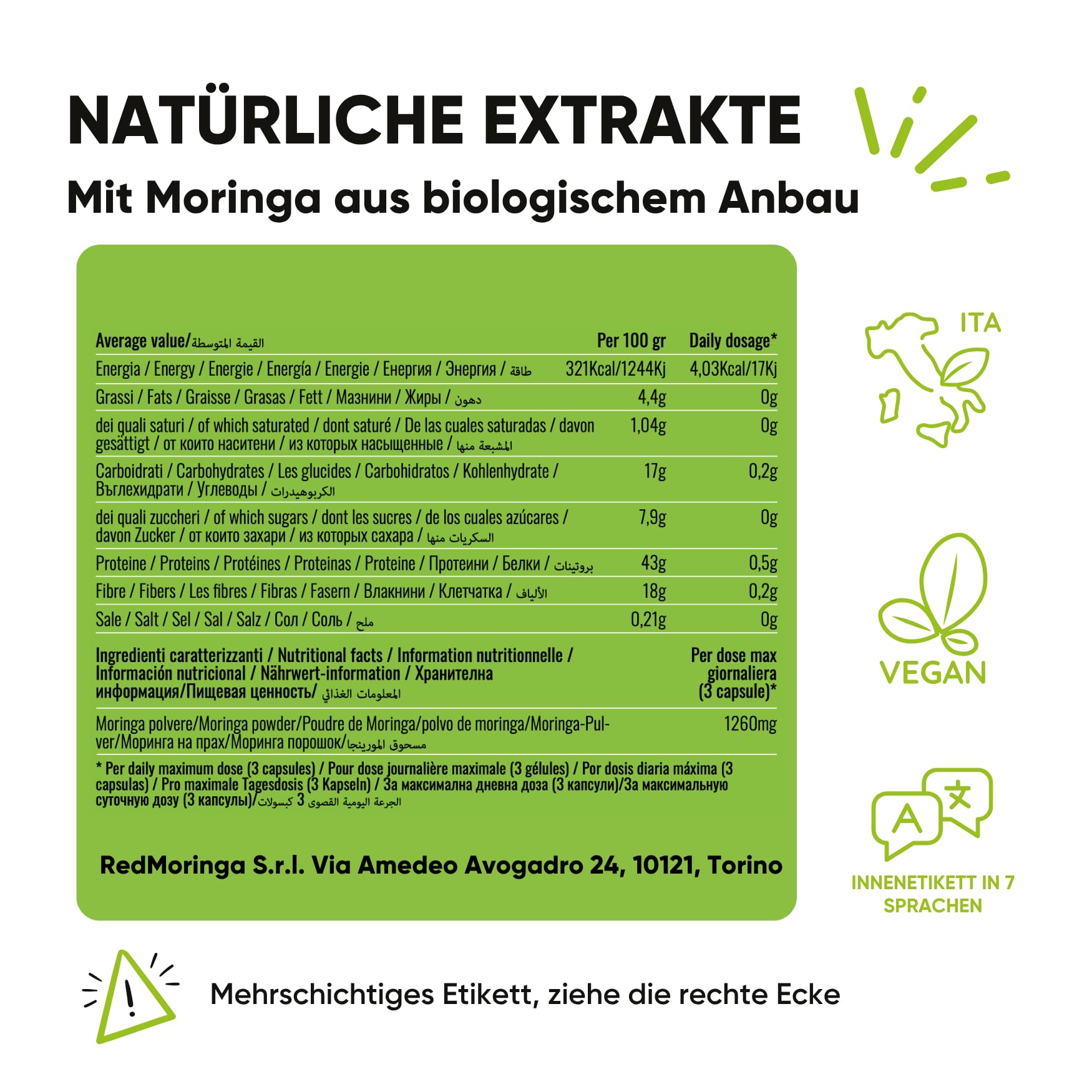RedMoringa Cortisol Senken Frauen 3in1 150 Vegane Kapseln + 500ml