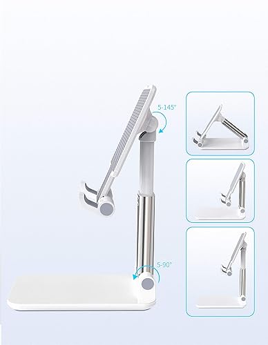 Miniatura 4 de Soportes ajustables para teléfono celular para escritorio, soporte plegable de aluminio para teléfono con base estable y puerto de carga para