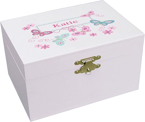 MyBambino Joyero musical de bailarina afroamericana personalizada con mariposas acuáticas afroamericanas