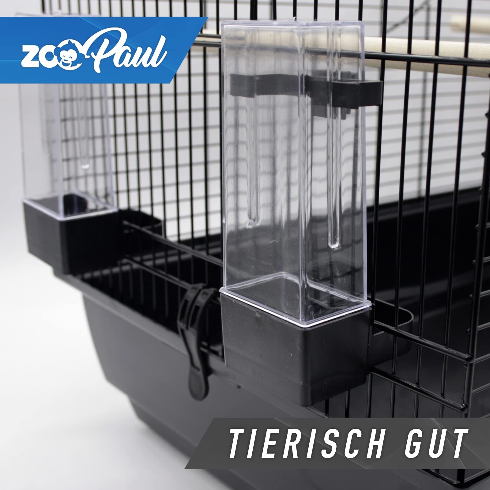 ZooPaul Futternapf Wassernapf Futterspender schwarz auen Napf Vogelkfig  Wellensittich Trnke Vogelfutterspender : Amazon.de: Haustier