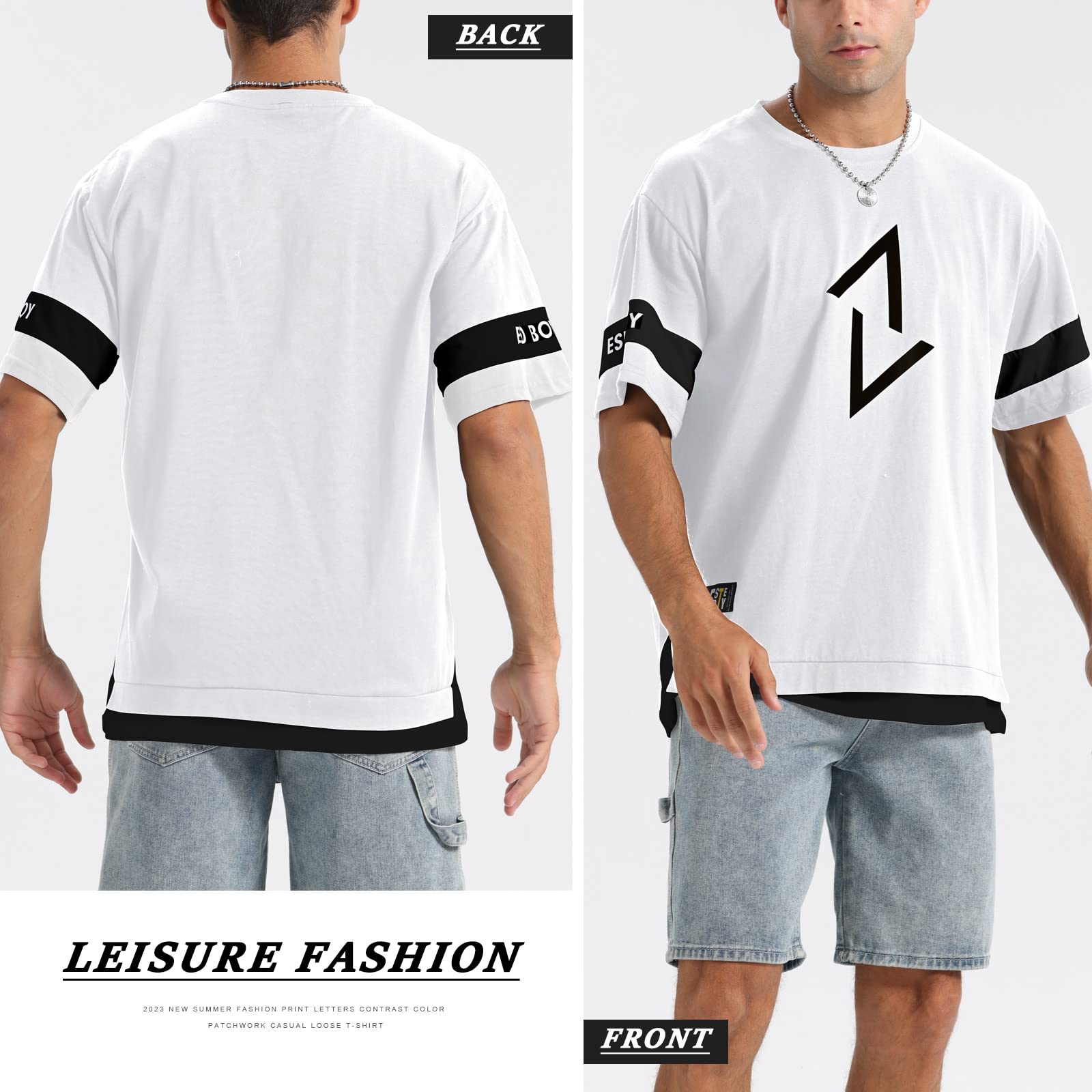 GIJOVANA T Shirt Uomo Maglietta da Uomo Colori a Contrasto Sportiva Estive Maniche Corte Casual Diversi Colori Disponibili Oversized Streetwear