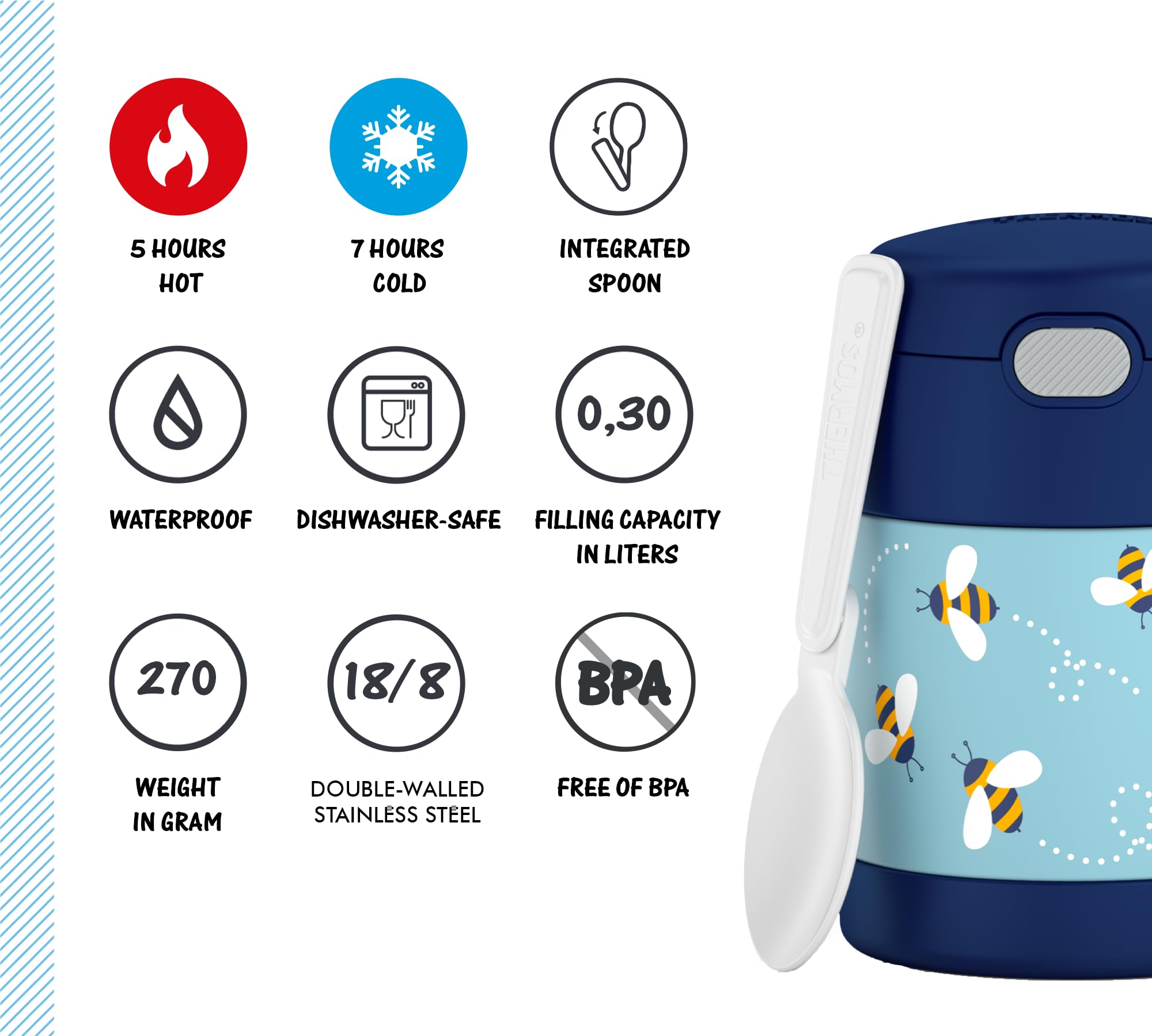 Thermos Funtainer Bees - Contenitore isolante per alimenti, 0,30 l