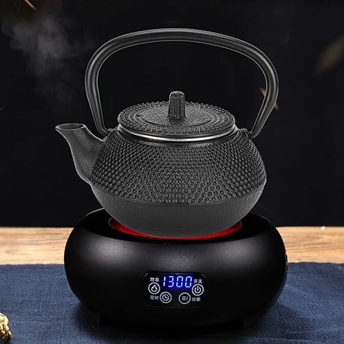 Miniatura 9 de Tetera de hierro fundido, tetera de 10.1 fl oz, para uso doméstico, con filtro extraíble de acero inoxidable, infusor de cocina de inducción de gas,