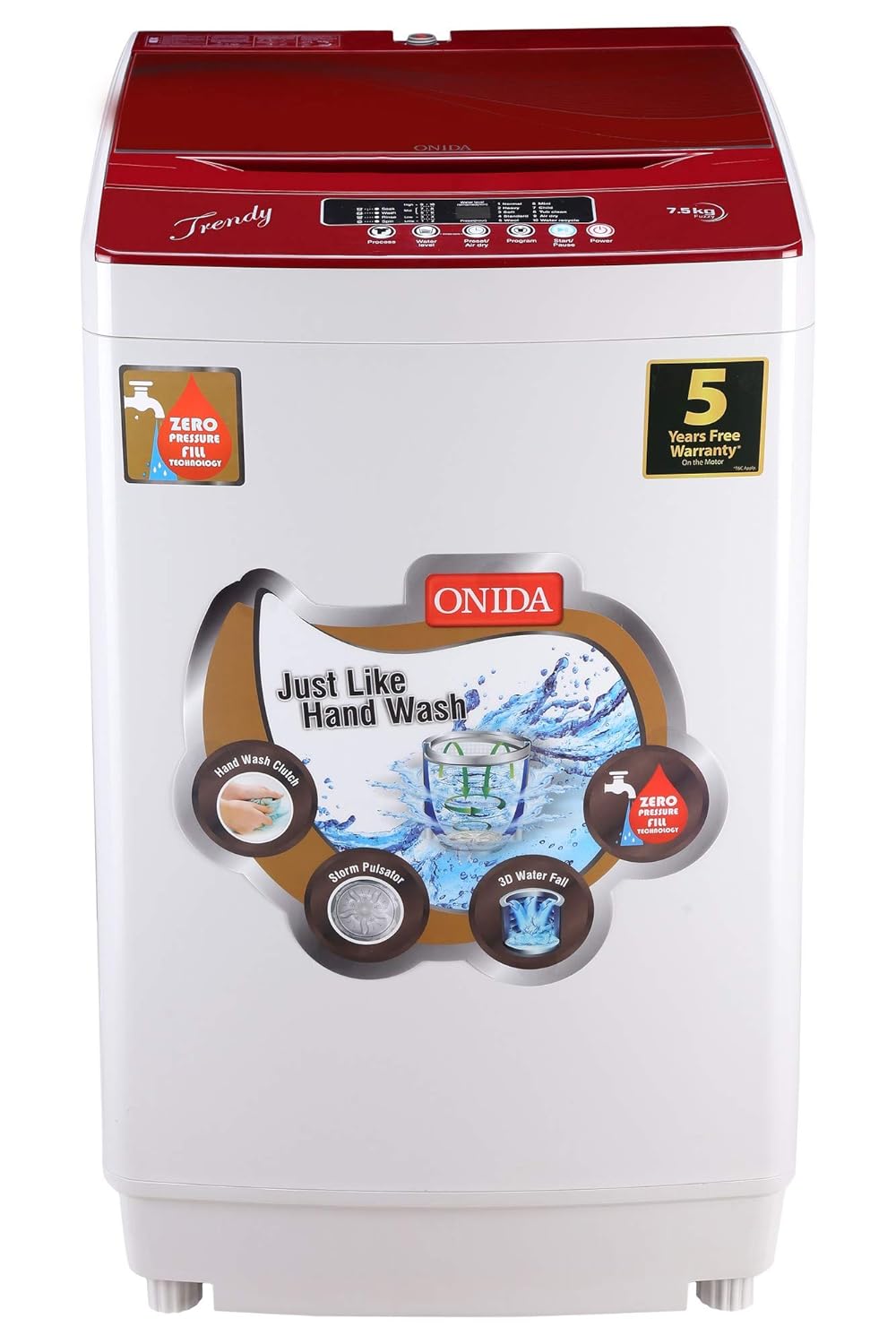 Onida 7.5 kg FullyAutomatic Top Loading Washing Machine (T75TR, Grey