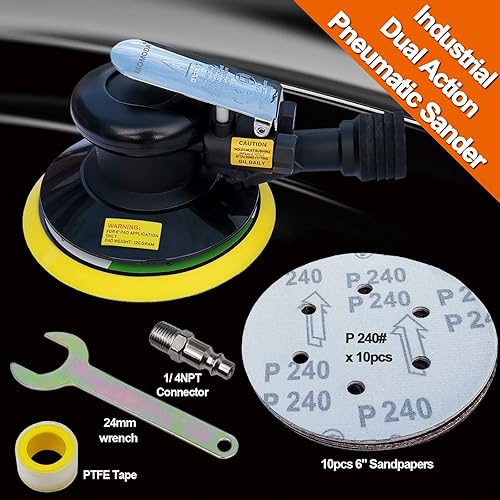 Miniatura 2 de MOMODA Lijadora orbital profesional al azar, lijadora neumática de doble acción de 6 pulgadas adecuada para servicio pesado y conectar a la
