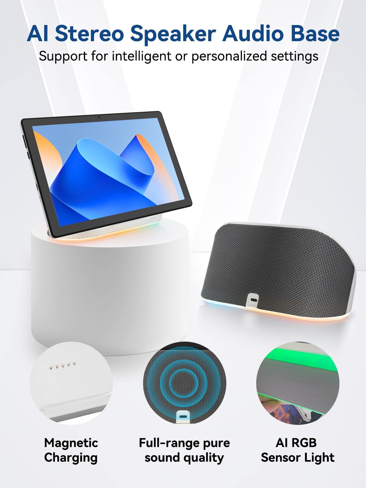 Whitedeer Tablet 10 cali z ośmiordzeniowym systemem Android 14, 14 GB pamięci RAM + 64 GB pamięci ROM, album w chmurze AI i 8 rodzajów białego szumu, aparat 5 MP + 8 MP, Wi-Fi 6 i BT 5.3 (czarny)
