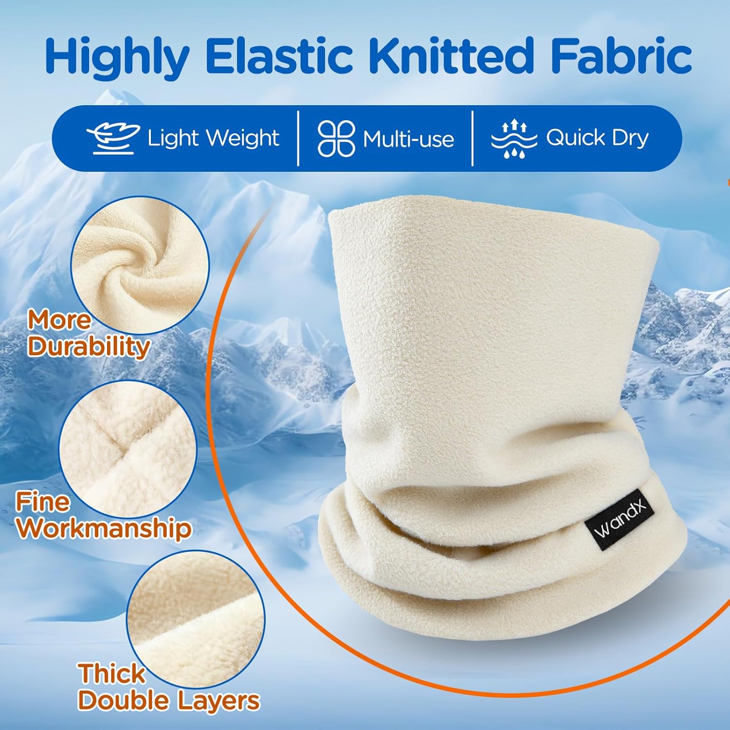 Wandx Kids Neck Warmer Gaiter Double-Layer Fleece Neck Gaiter for Boys Girls Fleece Ski Mask for Winter - Image 3