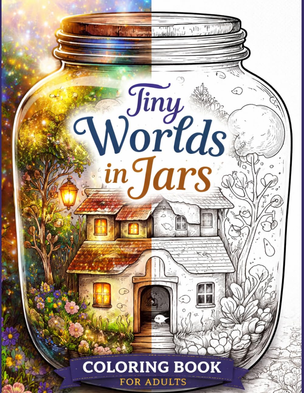 Tiny Worlds in Jars Coloring Book for Adults: 120+ Intricate Miniature Landscapes, Cozy Villages & Fantasy Realms in Glass Bottles | Relaxing and ... (The Fantasy Architecture Collection)