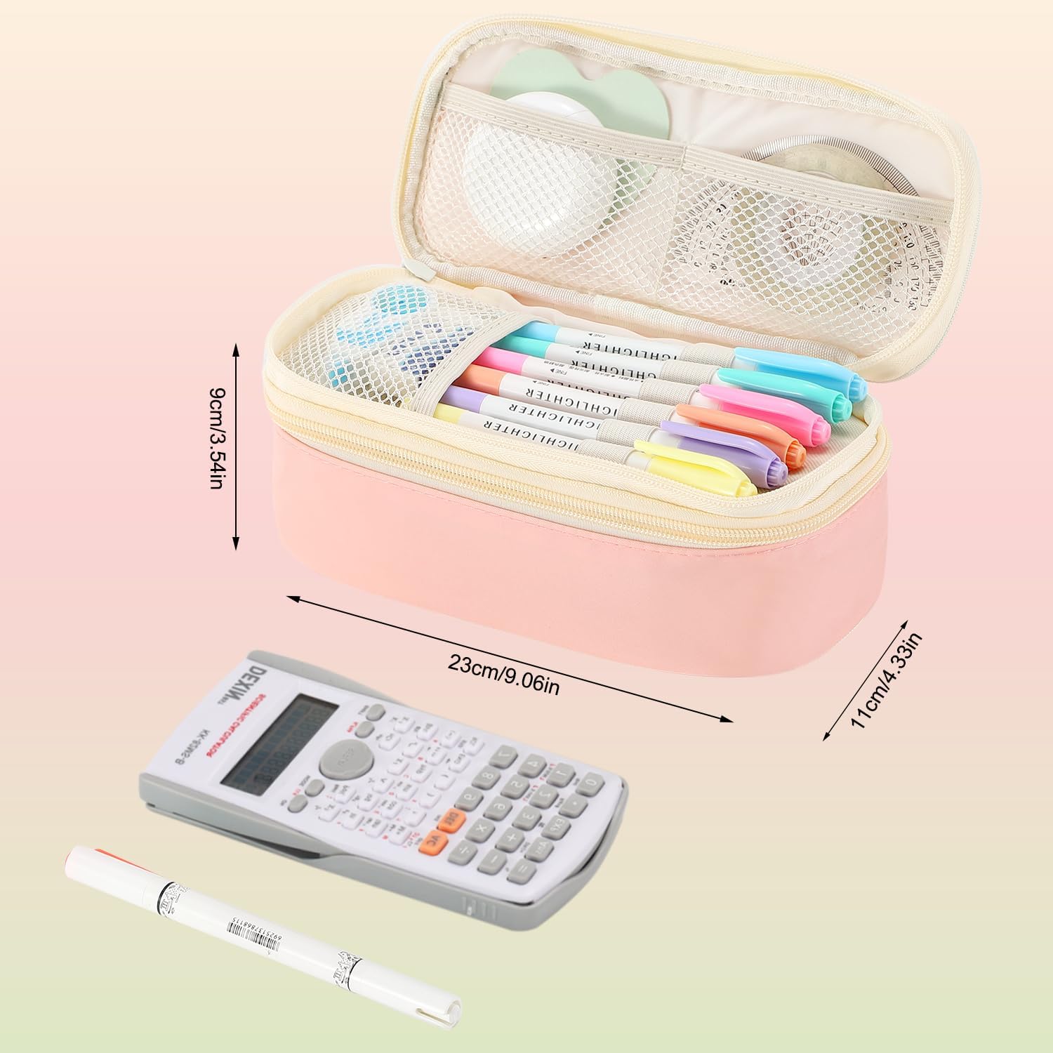 Pencil Case for Girls Kids Teens Adults Large Pencil Bag with Zipper Pencil Pouch Big Stationery Organizer Pencil Box for School Supplies Pink