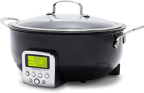 Miniatura 13 de GreenPan Elite Sartén Eléctrica de 6QT, Sellar Saltear Sofreír Cocinar Arroz, Cerámica Saludable Antiadherente, Piezas Aptas para Lavavajillas,