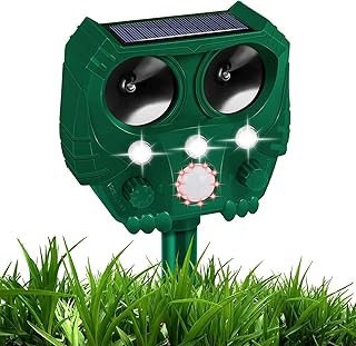 Cat Repellent Garden, Ultrasonic Solar Cat Deterrent, Waterproof Cat Repellent, Fox Repellent with 5 Modes & PIR Motion Sensor Flash, USB Charging, Cat Scarers for Gardens Yard to Away Deer, Dog, Fox
