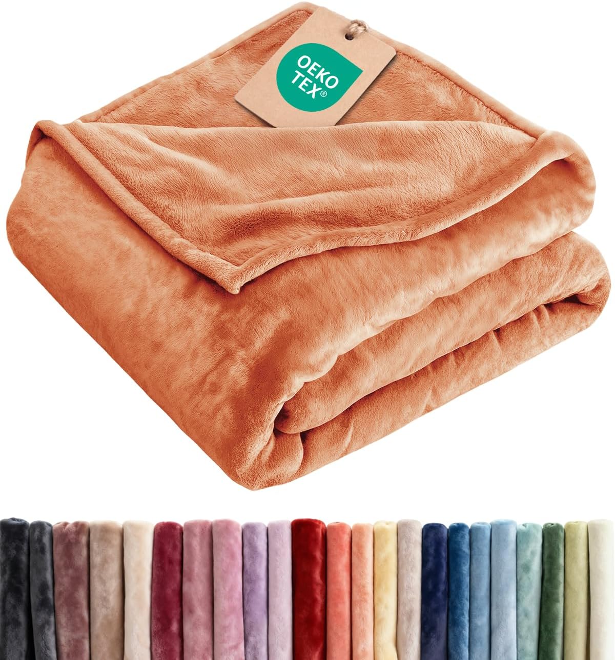 Ultra Soft Fleece Blanket Throw Size - Flannel Fleece Luxury Throw Blanket - Lightweight for Couch Bed Chair - Thick, Warm and Breathable - All Season Cozy, Anti-Static Microplush Bedding, Peach Fuzz