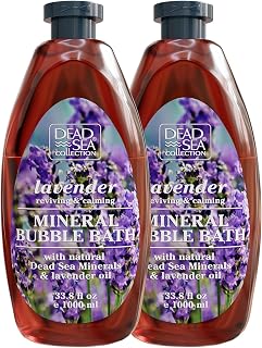 Dead Sea Collection Bubble Bath with Lavender for Women and Men - Lavender Oil and Pure Dead Sea Minerals - Nourishing and Moisturizing Skin - Pack of 2 (67.6 fl.oz)