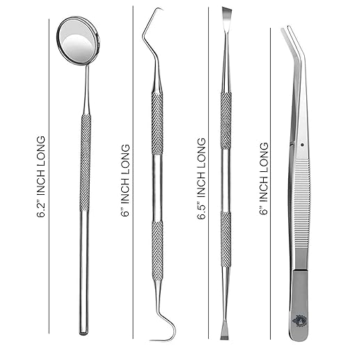 Miniatura 2 de Juego de herramientas dentales  Krisp Beauty profesional de acero inoxidable 4 piezas de púas dentales removedor de sarro de placa, raspador de