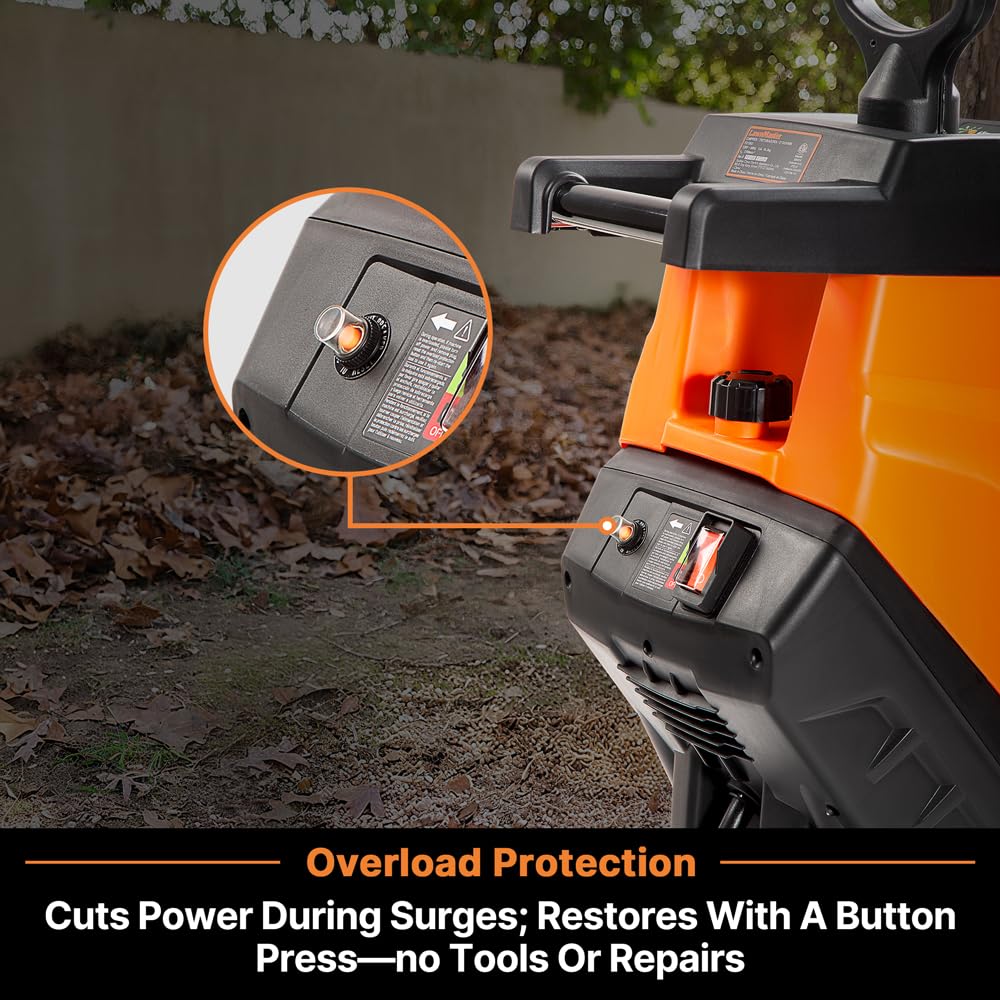 LawnMaster FD1503 - Trituradora eléctrica de Madera de 15 amperios, diámetro de Corte de 1.8 Pulgadas, reducción máxima 14:1