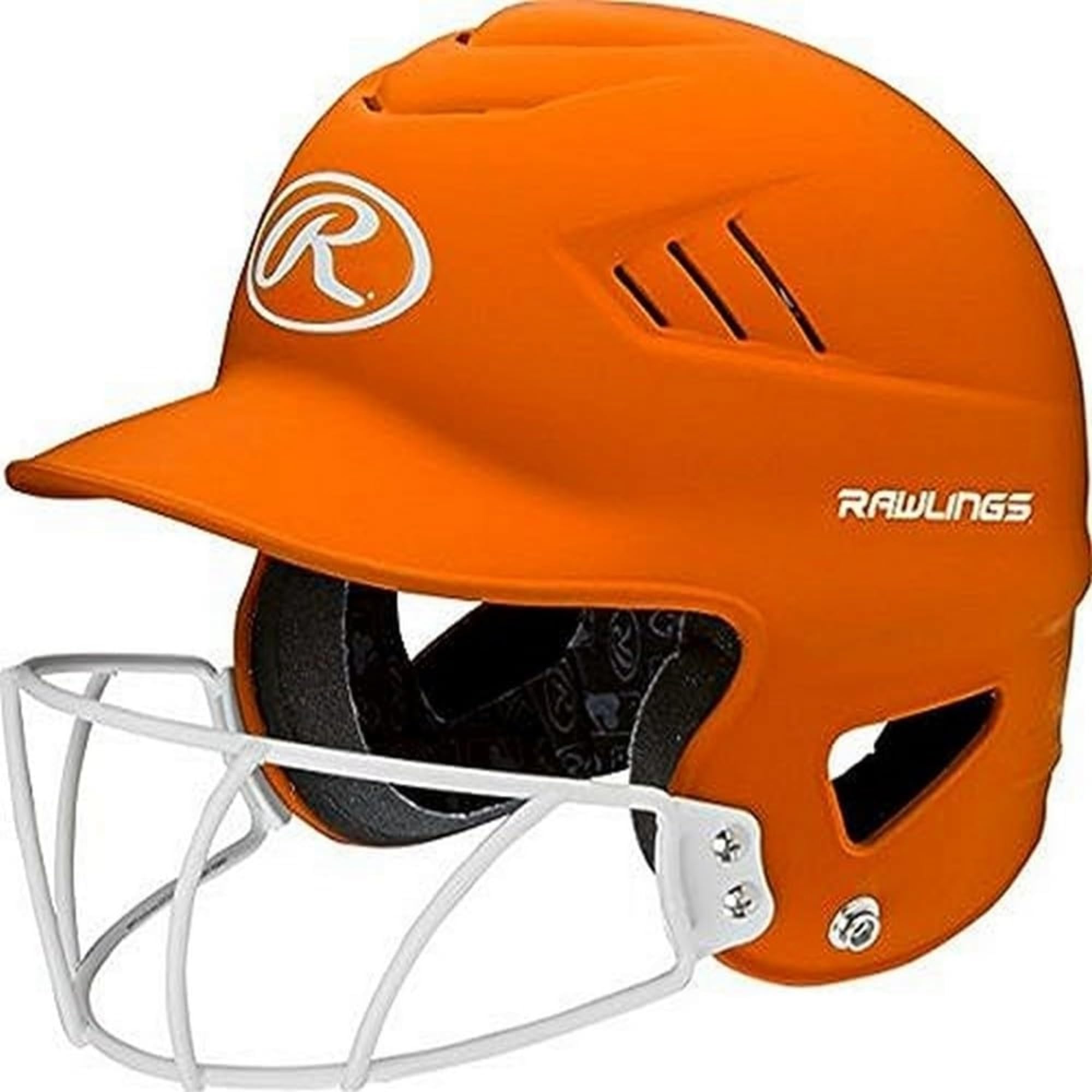 Rawlings | COOLFLO HIGHLIGHTER Batting Helmet | Face Guard Included | One Size Fits Most 6 1/2"-7 1/2" | Matte Orange