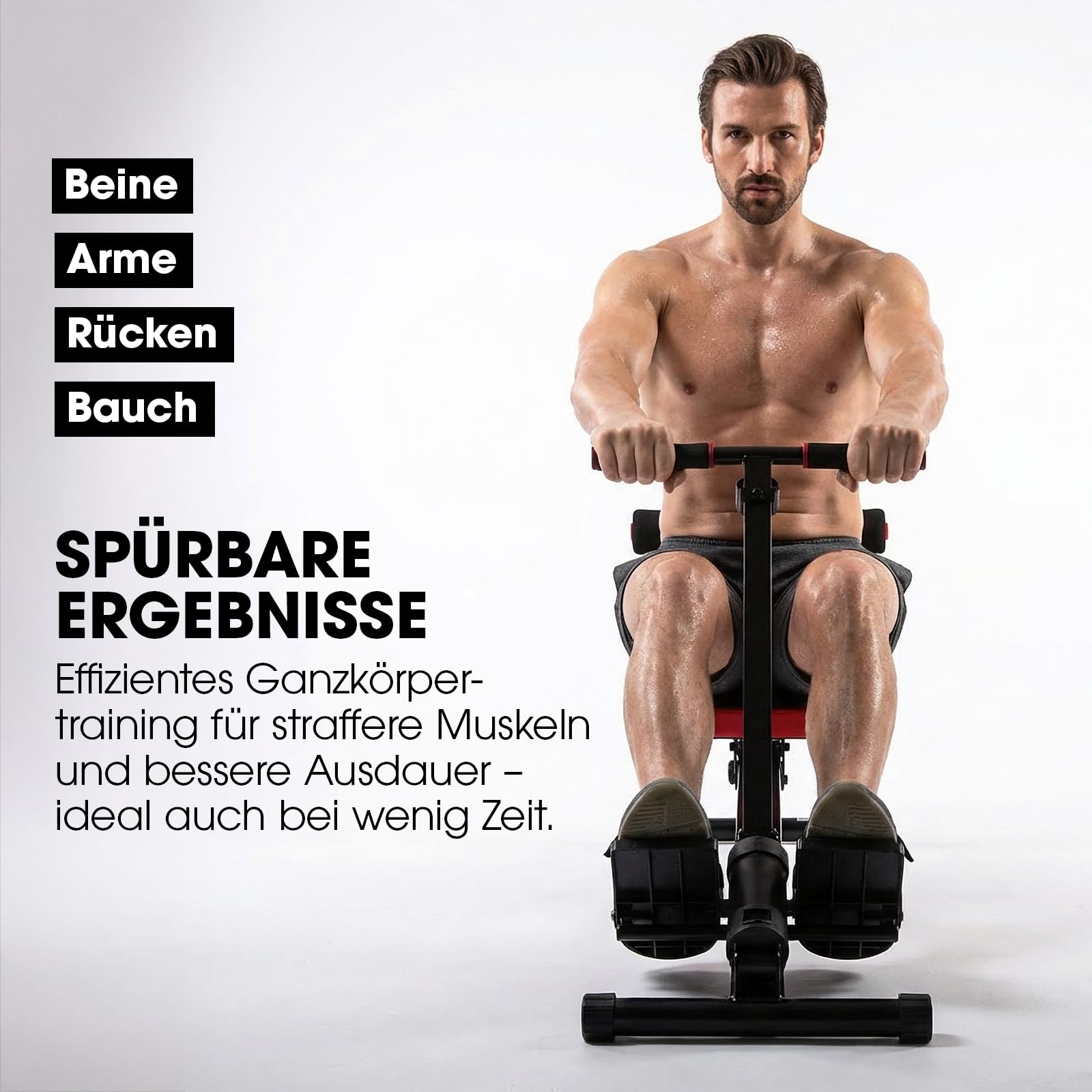 Kendox RowShaper - Fitness Rudergerät für Zuhause - Sportrudergerät für Ganzkörpertraining - Rudermaschine mit LCD Display - klappbares Rudergerät für Cardio & Krafttraining - für effektive Übungen