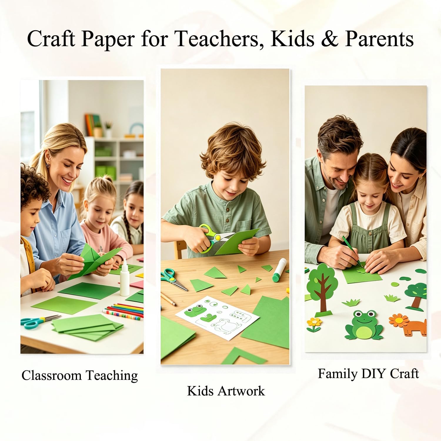 Green Paper for Art Craft 17.3”x23.6” Construction Paper Bulk 100 Sheets