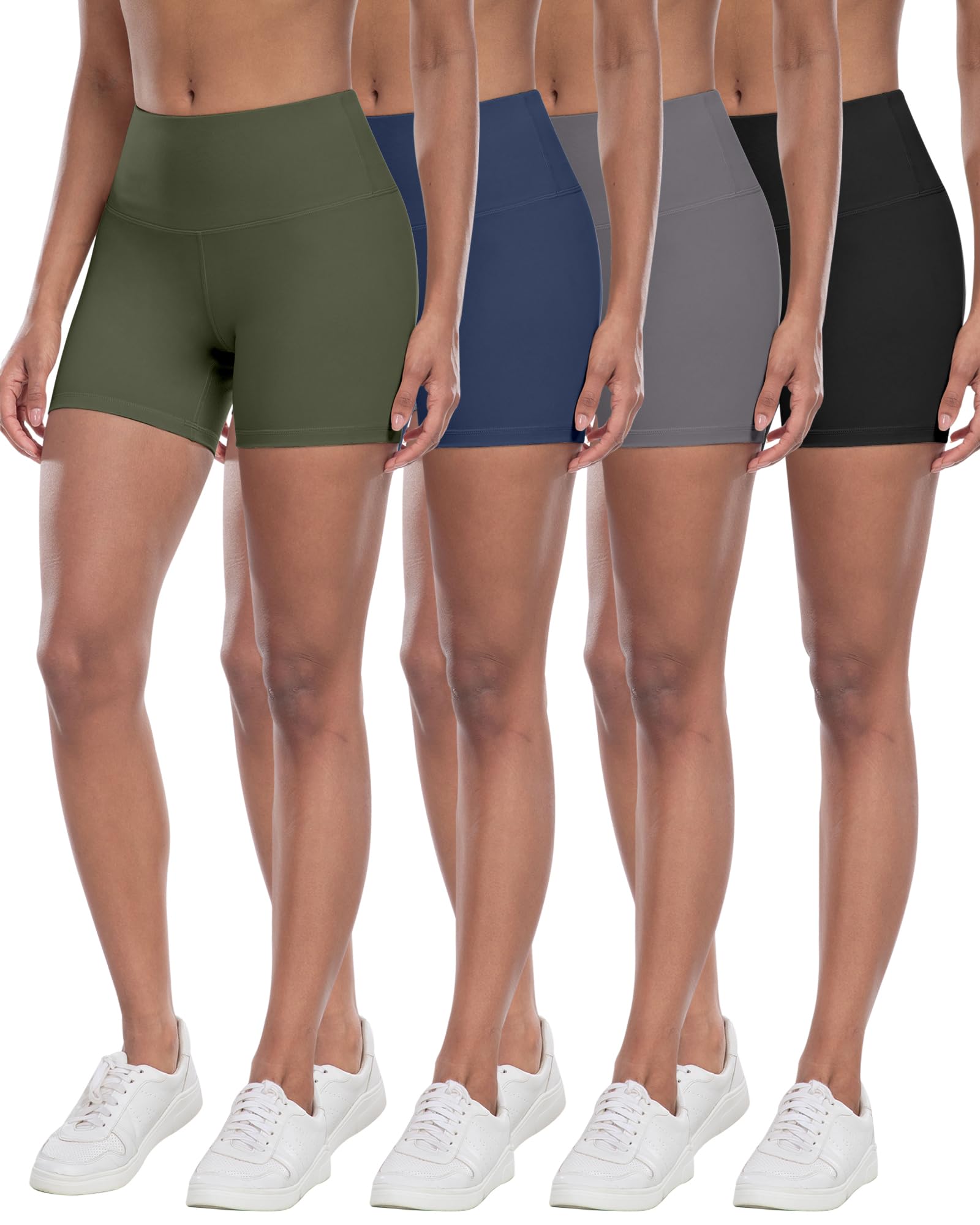 CHRLEISURE High Waisted Spandex Biker Shorts, Workout Booty Soft Yoga Shorts for Women