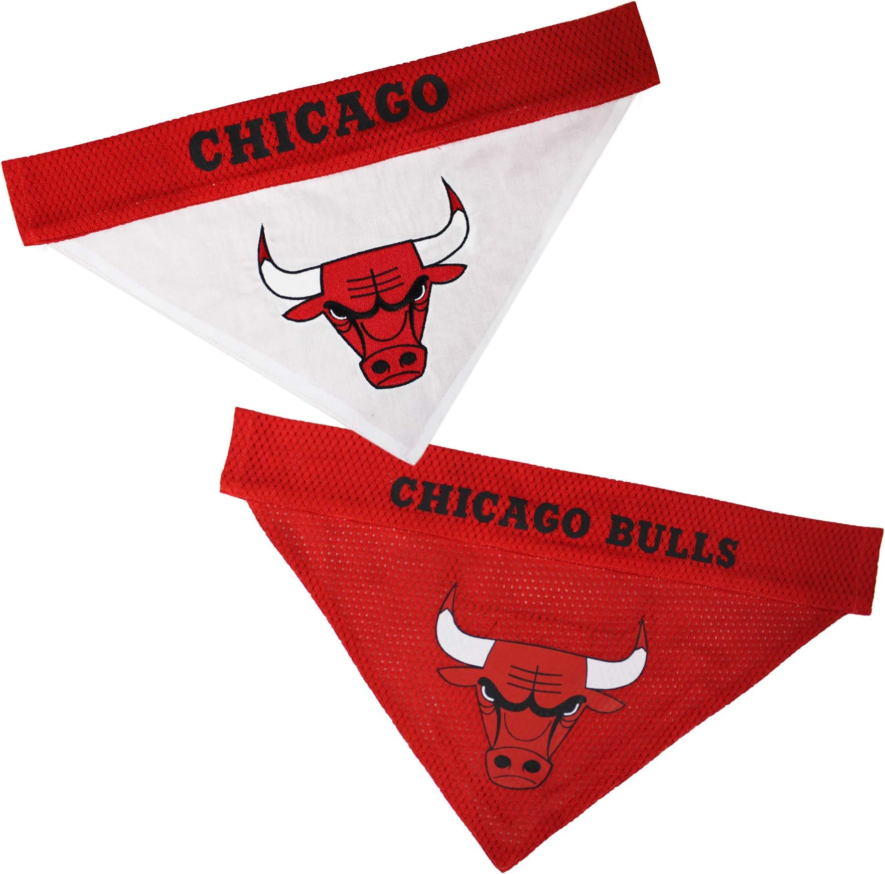 NBA Dog Bandana - Chicago Bulls Reversible Pet Bandana. 2 Sided Home & Away Sports Bandana with a PREMIUM Embroidery TEAM Logo, Small/Medium