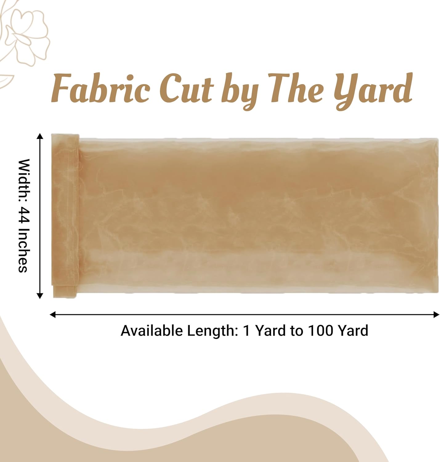 MDS Pack of 100 Yard Sheer Organza Fabric for Wedding Party Home Event Banquet Decorations, Backdrop Curtain Craft Dress Sewing Fashion DIY Crystal Organza Tulle Fabric Bolt 44” Wide - Champagne Gold