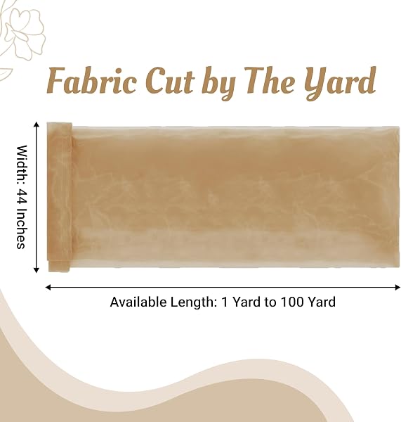 MDS Pack of 10 Yard Sheer Organza Fabric for Wedding Party Home Event Banquet Decorations, Backdrop Curtain Craft Dress Sewing Fashion DIY Crystal Organza Tulle Fabric Bolt 44โ Wide - Champagne Gold - 2