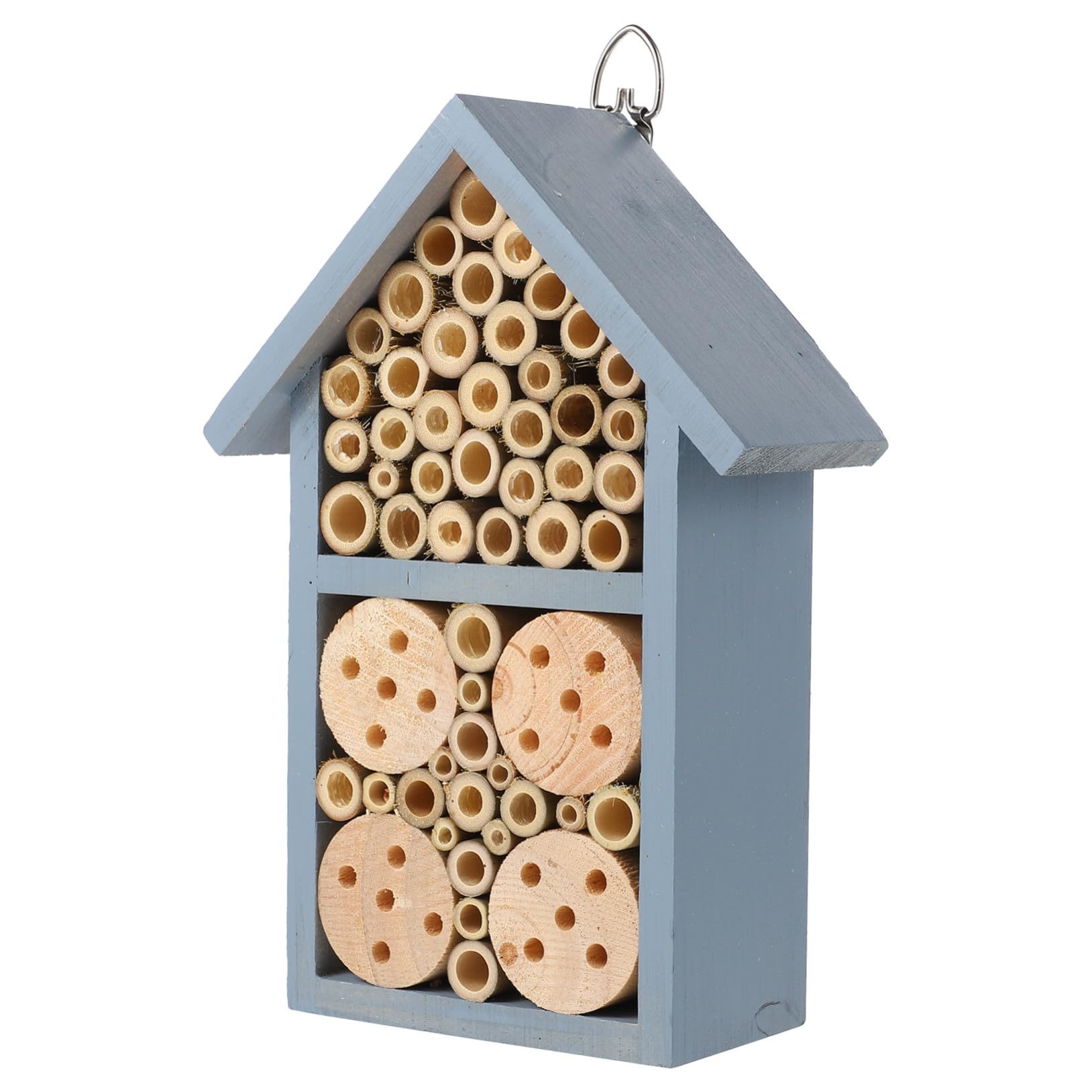 Insektenhaus Für Bienen Und Marienkäfer Blau Lackiertes Insektenhotel Mit Schutzdach Geeignet Für Garten Terrasse