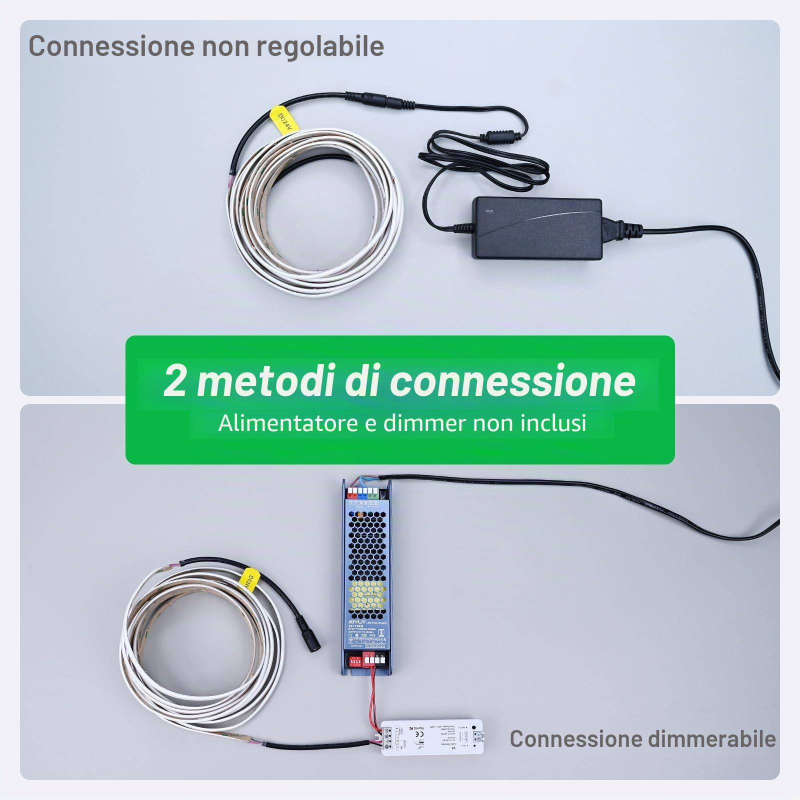JOYLIT 24V Striscia LED Neon 5M Bianco Caldo 3000K Esterno Impermeabile, CE UL PRO 2400LM/M Alta Luminosità 240LEDs/M 20W/M CRI 92+ Flessibili Illuminazione NEON LED Strip (Senza Alimentatore)