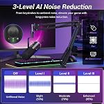 TONOR Microphone de jeu dynamique, XLR/USB Mic pour Streaming, AI Annulation du bruit, contrôlable RGB, Mignon rapide, 3.5mm Jack casque, contrôle de volume, Microfono avec bras de boom, noir, TD510 AIR S H+