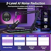 Vista 2 de TONOR Dynamic Gaming Microphone, XLR/USB Mic Streaming, AI Noise Cancellation, Controlable RGB, Tap Mute, 3.5mm Headphone Jack, Volume Control