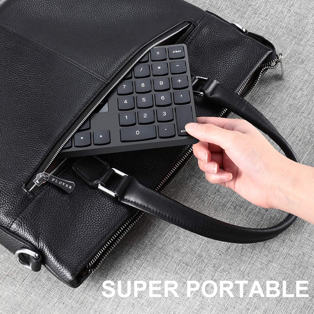 Teclado numérico inalámbrico USB portátil de 35 teclas, recargable, ultra silencioso, almohadilla numérica externa para MacBook/MacBook Pro/Air y laptop Windows (negro)