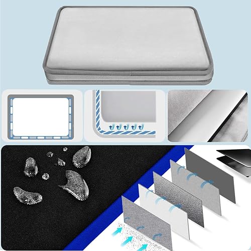 Miniatura 3 de Funda para laptop de 15.6 pulgadas, duradera a prueba de golpes, maletín de transporte para computadora con múltiples bolsillos y correa compatible