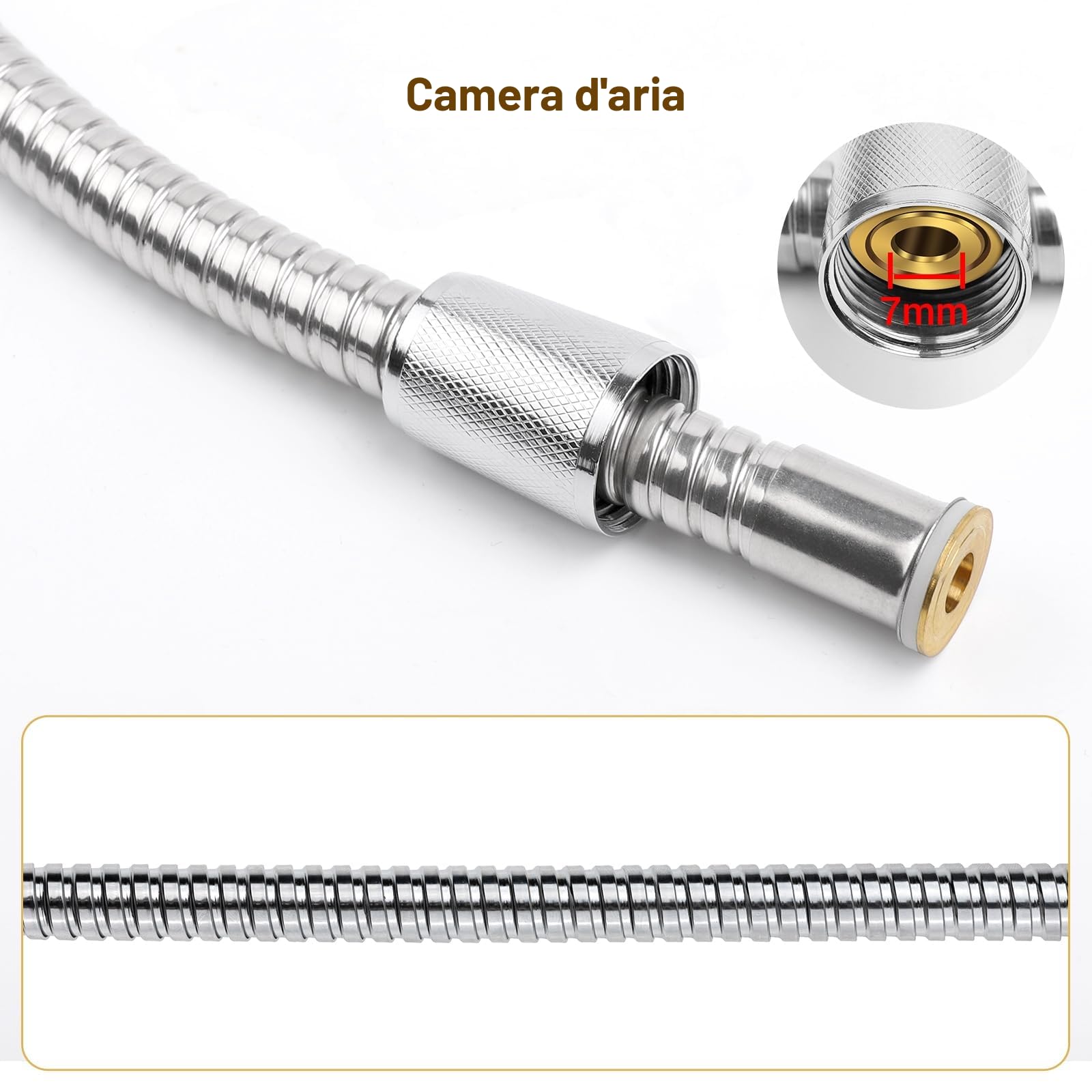 Tubo Doccia Flessibile in Acciaio Inossidabile G1/2 160 cm Anti-perdita Cromato
