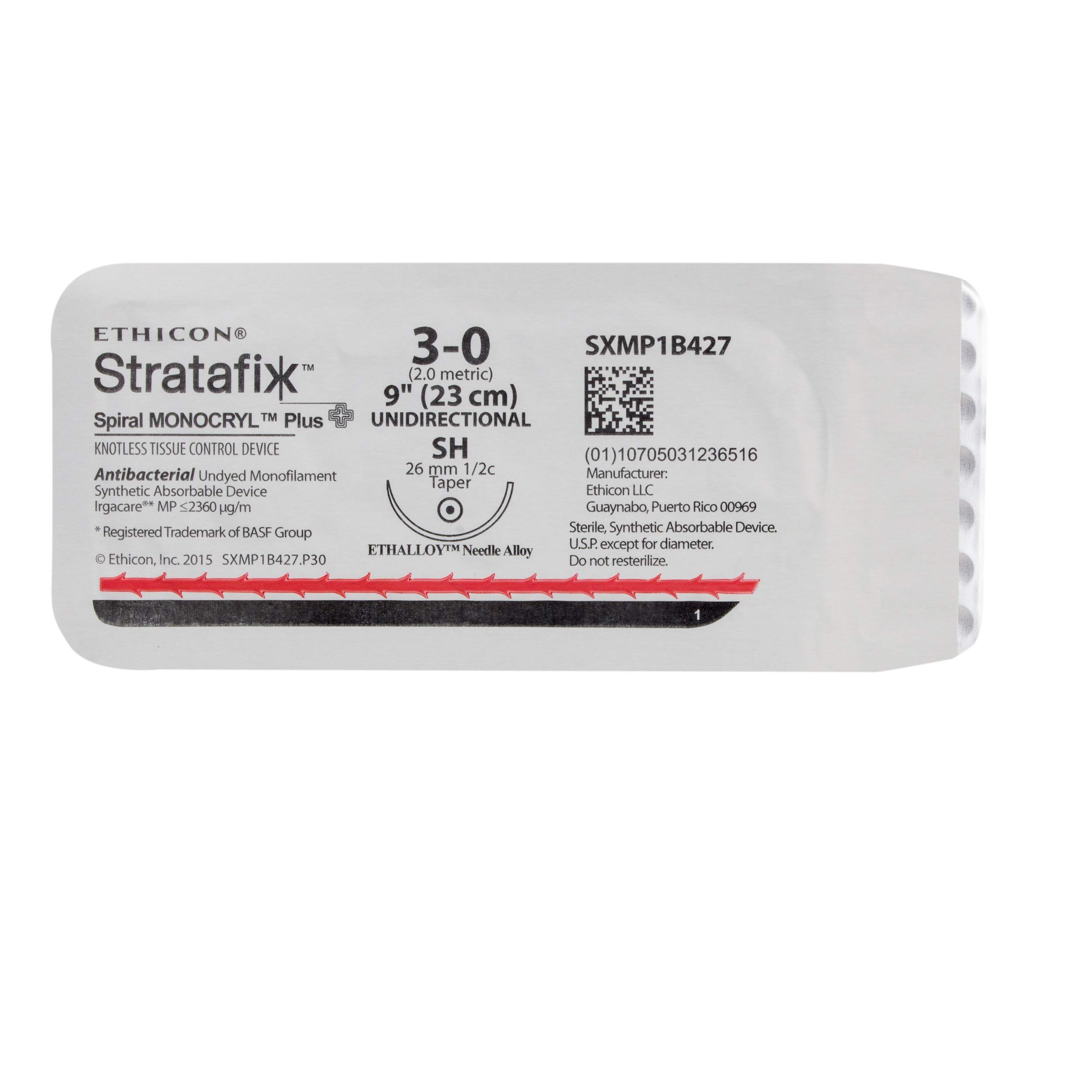 Amazon.com: Ethicon STRATAFIX Spiral MONOCRYL Plus Knotless Tissue Control  Device, SXMP1B427, Synthetic Absorbable, SH (26 mm), 1/2 Circle Needle,  Size 3-0, 9" (23 cm) : Industrial & Scientific