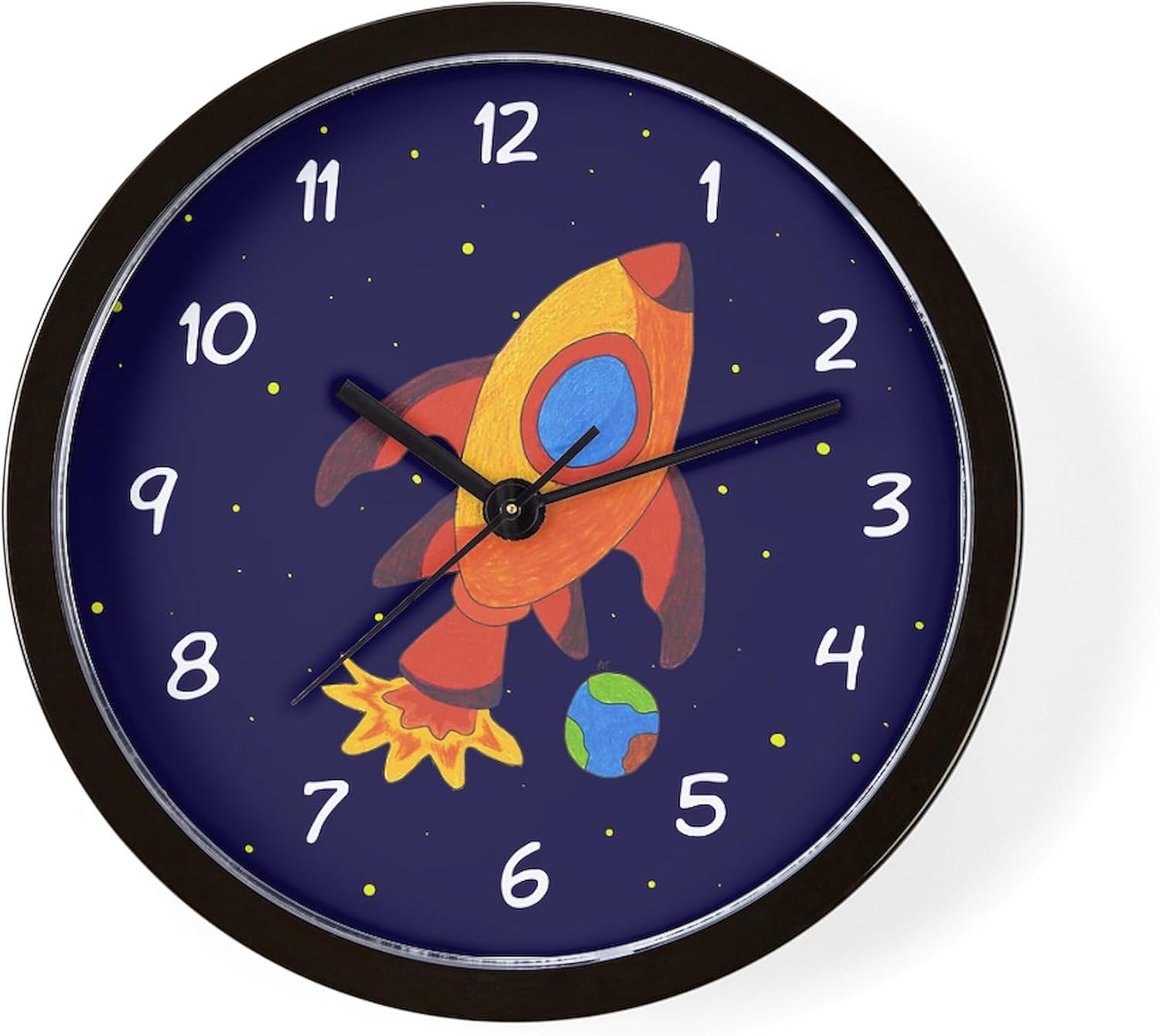 CafePress Blast Off Rocket Ship in Space 10" Wall Clock for Livingroom, Kitchen, or Office