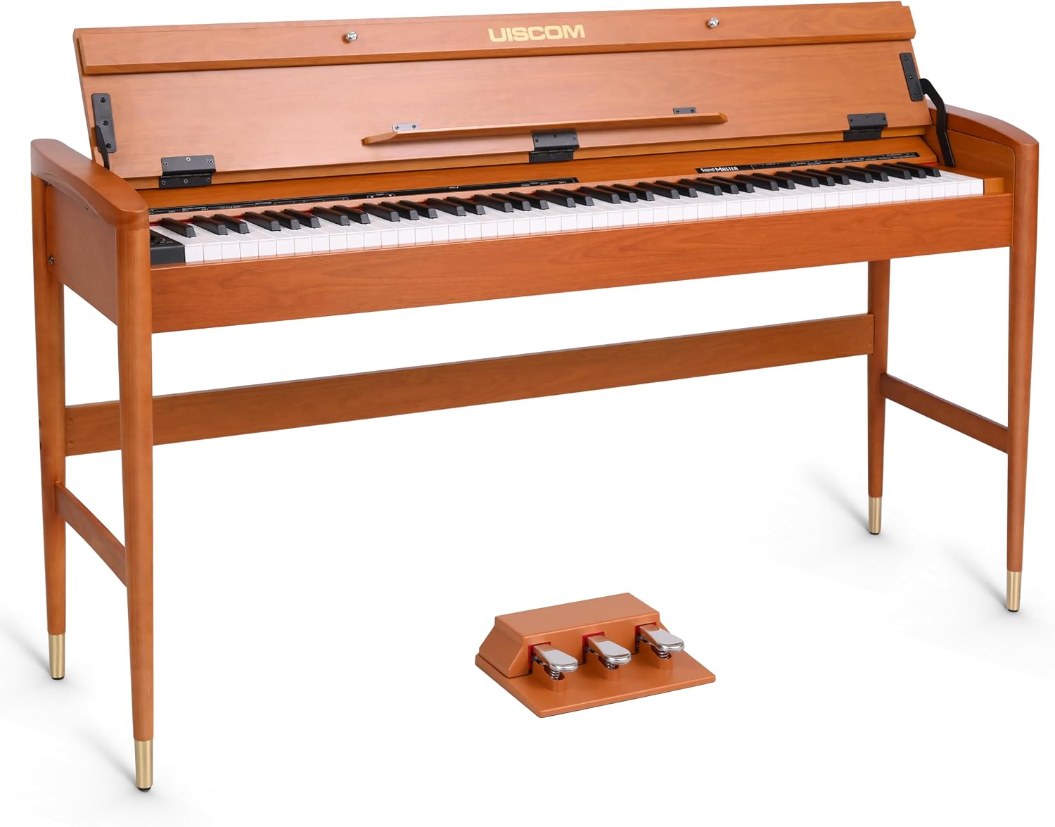 88-Key Wooden Digital Piano Heavy Hammer Keyboard – Full-Size Weighted Electric Piano for Beginners, with Sheet Music Stand, Triple Pedal, Power Adapter, and USB-MIDI Support-Dark Brown